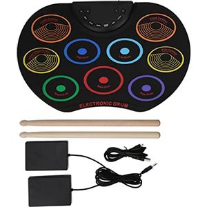Keenso Pad per Batteria Elettronica, Strumento a Percussione per Principianti per Adulti Arrotolato a Mano Colorato Portatile (Colorato)