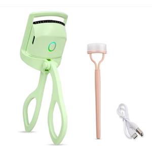 Azonelife Piegaciglia Riscaldato, Arricciaciglia Elettrico Ciglia Riscaldato Clip Bigodino, Piegaciglia Riscaldante Ricaricabile USB-C con Pettine, 2 Modalità e Sensing Pads Riscaldati in Silicone (Verde)