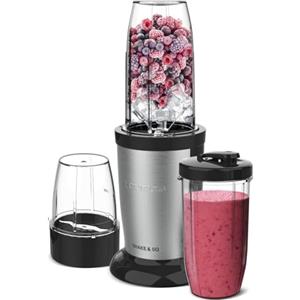 Taurus - Frullatore Shake & Go 800 W | 2 bicchieri portatili da 500 ml | Tritatutto 150 ml | Lame intercambiabili | Pulse Technology | Adatto per lavastoviglie | Base antiscivolo | Sistema di