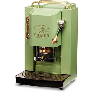 FABER COFFEE MACHINES | Modello Pro Deluxe | Macchina caffe a cialde ese 44mm | Rifiniture ottonato | Pressacialda in ottone regolabile | elettrovalvola di serie (ACID GREEN)