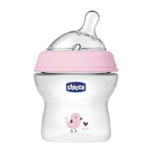 CHICCO Biberon NaturalFeeling 150ml 0m per Bambine con Tettarella Inclinata e Doppia Valvola Anticolica