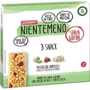 Enervit Nientemeno Barretta Pistacchio e Mirtilli - Gluten Free, Ricca di Fibre e Proteine, 3x23g