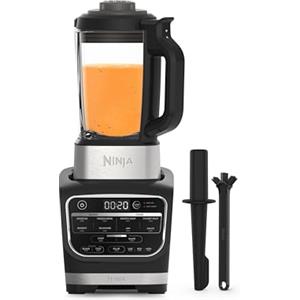 Ninja Foodi Frullatore Soup Maker, 1000W, caraffa in vetro 1,7L, 10 programmi Auto-iQ, per cibo caldo e freddo, elemento riscaldante incorporato, programma di pulizia e spazzola, nero, HB150EU