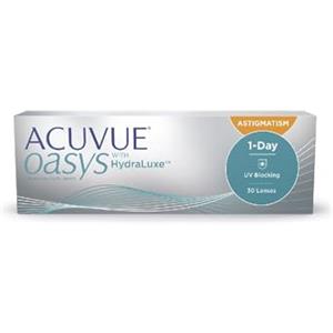 ACUVUE OASYS 1-Day per astigmatismo; Lenti a contatto giornaliere; visione chiara e stabile per tutto il giorno,comfort elevato;-2.50 diottrie; Cilindro -0.75 ; Asse 20 ; BC 8.5; DIA 14.30; 30 lenti