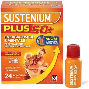 Sustenium Plus 50 - Integratore Energetico per Adulti 50 con Actiful e Vitamine, 24 Flaconcini da 20 ml
