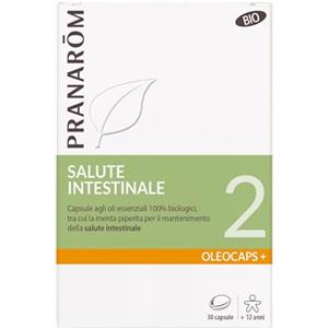 Pranarom PRANARÔM - Oleocaps 2 Salute intestinale - Integratore Naturale con Oli Essenziali BIO - Origano, Cannella cinese, Menta piperita e Limone - 30 Capsule predosate