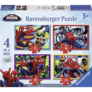 Ravensburger - Puzzle Ultimate Spider-Man, Collezione 4 in a Box, Idea Regalo per Bambini 3+ Anni, Gioco Educativo e Stimolante, 4 Puzzle 12-16-20-24 Pezzi