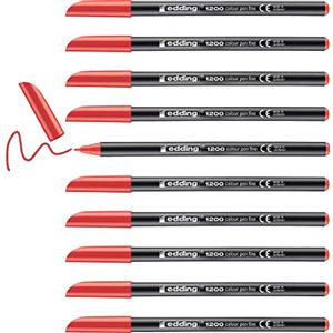 Edding E-1200 Set di 10 Pennarelli con Punta Conica Rosso 0,5-1 mm