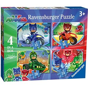 Ravensburger - Puzzle Pj Mask, Collezione 4 in a Box, 4 puzzle da 12-16-20-24 Pezzi, Età Raccomandata 3+ Anni