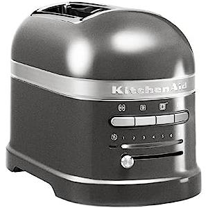 KitchenAid Toaster für 2 Scheiben mit Sandwich-Zange | Artisan | Retro Toast Machine | Verschiedene Funktionen und Bräunungsstufen | Silber