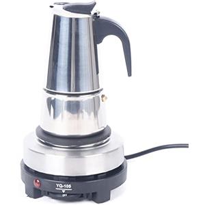 KenSyuInt Caffettiera elettrica in acciaio inox, macchina per caffè espresso, caffettiera per caffè, caffè e moka, macchina per lavoro, feste di famiglia, 220 V (4 tazze da 200 ml)