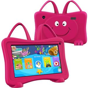 okulaku Tablet bambino 7 Pollici Per Bambini 3-12 Anni, 32GB ROM 64GB Espandibile, Con Custodia Protettiva, WiFi, Doppia Fotocamera, Controllo Parentale, App