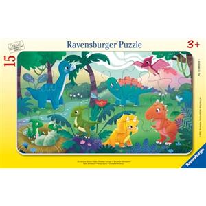 Ravensburger - Puzzle Cuccioli di Dinosauro, Idea Regalo per Bambini 3+ Anni, Gioco Educativo e Stimolante, 15 pezzi, 24x15 cm