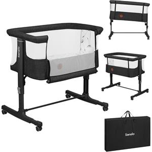 lionelo Aurora 3in1 Culla Co-sleeping e Lettino da viaggio per neonato bambini fino 9kg (7 Colori) Regolabile in altezza e Inclinazione Parete aperta rete traspirata Materasso innovativo Zanzariera