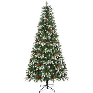 Uten Artificiale Albero di Natale 150 cm, Deluxe PE Albero Neve Decorazione per Interni, 500 Punte PVC e PE Aspetto Naturale Rami, 23 Gruppo Bacche Rosse, Ramo Cerniera, Riutilizzabile