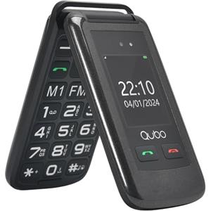 Qubo Telefono per anziani GSM, Cellulare per anziani, 2.4 Display, Volume alto,Funzione SOS, Supporto Dual SIM,Chiamata rapida, Radio FM, Torcia elettrica,Nero