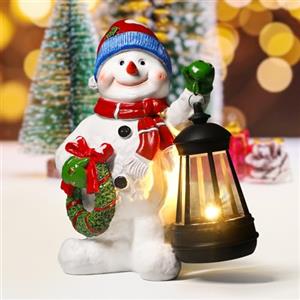 Eletorot Decorazioni Natalizie, Eletorot Addobbi Natalizi Pupazzo di Neve a Batteria, Natale Interno Statua con Lanterna Portatile, Addobbi Natalizi per Casa, Tavola, Camino, Idee Regalo Natale