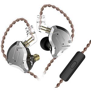 KINBOOFI KZ ZS10 Pro - Cuffie auricolari con monitor KZ HiFi con 4 protezioni bilanciate e 1 driver dinamici per musicista batterista (with mic, nero)