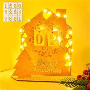 Dalugo Calendario dell'Avvento Dalugo con Luci LED, 24 Giorni di Calendario di Natale con Conto Alla Rovescia, Calendario dell'Avvento in Legno per casa, ufficio, Natale.