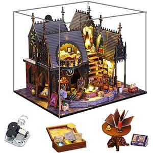 HJBHDOLL Magic Castle - Kit fai da te in miniatura per casa delle bambole, modellino di puzzle, in scala 1:24, regalo creativo per bambini e adolescenti, regalo di compleanno (più copertura antipolvere e