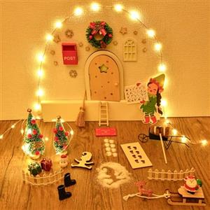 Dalugo Porta Elfo Natale, 59 Pezzi Porta Degli Elfi di Natale Kit, Porta Degli Elfi Luminosa con 2m di Luci per la Decorazione Natalizia