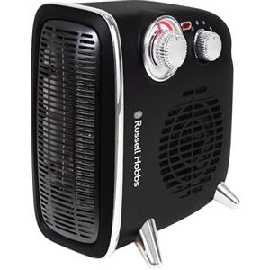 Russell Hobbs Riscaldatore elettrico 1800 W/1.8 KW, termoventilatore retrò orizzontale/verticale con termostato regolabile, 2 impostazioni di calore, controllo a ghiera, RHRETHFH1001B, Nero