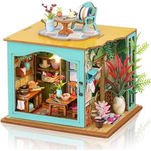 Cuteefun Miniatura Casa delle Bambole con Mobili, Kit Casa in Miniatura per Adulti da Costruire, Mini Diorama Camera con Mobilia per Regalo Compleanno Festa del Papà (Piccola Cucina)