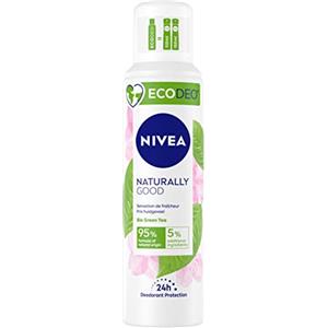 NIVEA NATURALLY GOOD Deodorante atomizzatore EcoAir® Tè Verde (1 x 125 ml), Deodorante donna efficienza 24H, Deodorante compresso naturale contenente il 95% di ingredienti di origine naturale