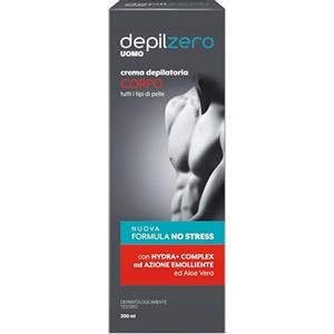 Depilzero - Crema Depilatoria Uomo, con Aloe Vera, Elimina il pelo lasciando la pelle Liscia e Morbida, 200ml