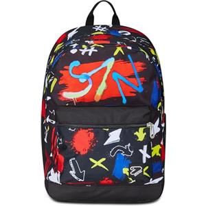 Seven Zaino Scuola Pro XXL Reversibile Detach The Double, GraffitiLoad, Nero Rosso, 3 Zaini in 1, Doppio Scomparto Con Auricolari Wireless, Tasca Porta PC e Tasca Porta Borraccia, Zaino Medie