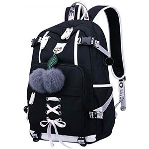 ODOKEI Zaini Scuola Media Superiore Liceo Zaino Scuola Elementare Università Donna Zainetti Zainetto Scolastici Ragazza per Medie Superiori PC Viaggio Città Casual Tempo Libero Grandi Rucksack Grande Negro