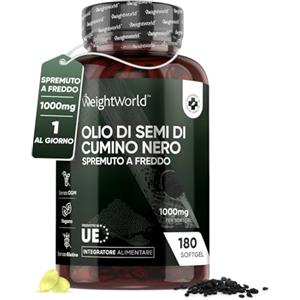 WeightWorld Olio di Cumino Nero Bio 1000mg Spremuto a Freddo, 180 Capsule Softgel Vegane (6 Mesi) Cumino in Polvere da Nigella Sativa, Fonte di Omega 3, 9, Vitamina A, Pelle, Occhi, Immunità, Senza Glutine né OGM