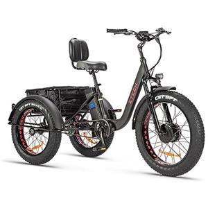 Tecnobike Shop Bici Bicicletta Elettrica Pedalata Assistita Triciclo Bicicletta Elettrica Z-TECH ZT-80-A FAT TRIKE 3 Ruote 24/20 250W 13 Ah 48V Batteria Litio e-Bike con Pedali e-Bicycle (Verde)