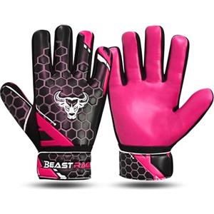 BEAST RAGE Guanti da Portiere per Bambini, Ragazzi e Giovani, Guanti da Portiere in Lattice Antiscivolo 4MM, Supporto al Polso (Rosa, Taglia 6 Adatto per Bambini dai 12 ai 15 Anni)