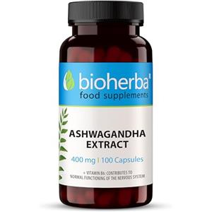 BIOHERBA Ashwagandha Estratto Forte 400 mg - Per Sollievo Naturale da Stress e Ansia, 100 Capsule BIOHERBA