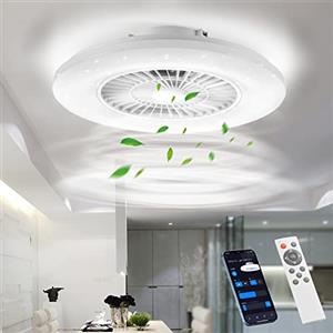 BKZO 60CM Smart LED Plafoniera con ventilatore, ventilatori da soffitto regolazione progressiva della velocità del vento e luce di dimmerazione, illuminazione moderna della ventola, 3000-5500K