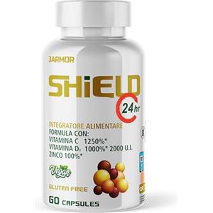 J.ARMOR Vitamina C 1000 mg, Vitamina D e Zinco, 60 Capsule, Sistema Immunitario, Pelle, Ossa, Unghie, Capelli, Vitamina C e D Zinco Citrato, Acido Ascorbico Vitamina C e D3, Zinco J.Armor