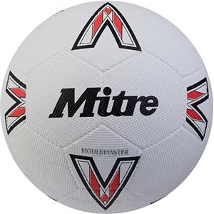 Mitre Super Dimple Pallone da calcio, ottimo per futsal, terreni duri e giochi al coperto, bianco/nero/rosso bib, 5