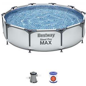 Bestway 56408-3 Set Piscina Fuori Terra Steel Pro MAX Rotonda da 305x76 cm