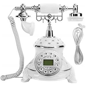 VBESTLIFE Telefono Vintage Antico retrò per la casa, Telefono Fisso con Bianchi e Telefono Fisso per L'Ufficio Desktop Domestico