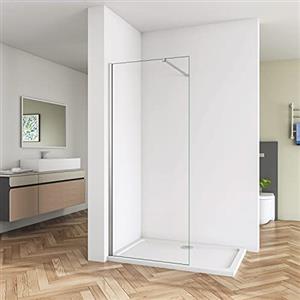 N#A Box Doccia Walk in Parete Fissa 100 cm H.190 cm in Vetro Temperato Trasparente di Spessore 8 mm Braccio Fisso da 90 cm Cromo Lucido