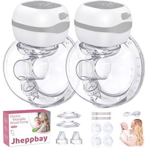 Jheppbay Tiralatte Elettrico Indossabile- Tira Latte Neonati Elettrico Portatile con Funzione Memoria, Senza BPA, con Flange da 21 mm e 24 mm (2 Pezzi)