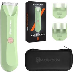 MAXGROOM Rasoio Elettrico Corpo Uomo, Regolabarba Depilatore Corpo Uomo Ricaricabile con Uso Umido e Asciutto, Illuminazione a LED, Adatto per Viso, Schiena, Torace, Ascelle e Parti Intime, Verde