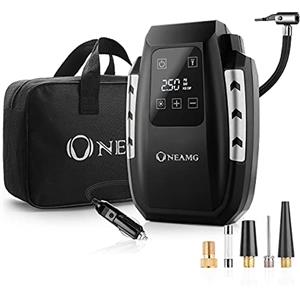 OneAmg Compressore Portatile per Auto Aria Compressa Pompa Elettrica 150PSI Pressione Gonfiatore Digitale con Luce LED per Gonfiare Le Gomme delle Moto e delle Auto, Palloni, Canotti ECC (d'Argento)