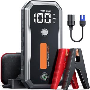 BuTure VAC Booster Avviamento Auto, 5000A 26800mah Starter Batteria Auto per Motori a Gas/10.0L Diesel, 12V Avviatore Emergenza per Auto Portatile Con Cavi Di Ponticello Estesi, Carica Rapida, 160W DC, Luci