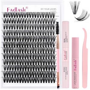 Fadlash Kit di Estensioni Ciglia 0.07 D Arricciatura 15-20mm 40D Finte Ciuffetti Naturali Ciglia Individuali Bond and Seal,Rimuovi Ciglia,Spazzola per Mascara,Pinzette per Ciglia a Grappolo