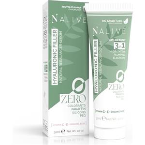 Nalive ZERO - Siero Viso Antirughe Acido Ialuronico, Ipoallergenico per pelli delicate - Made in Italy - Vitamine C ed E - Aloe Bio, Vegano, NO Paraffina Siliconi Coloranti Profumo Peg - 30 ml