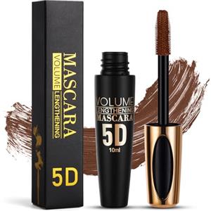 LOPHE 5D Mascara Spesso, Mascara Waterproof a Long-Lasting di Marrone, Mascara Allungante, Effetto Naturale, Effetto Occhi Grandi Amplificato, 10ml