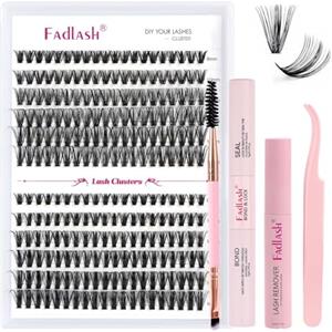 Fadlash Kit di Estensioni Ciglia 0.07 D Arricciatura 8-16mm 40D+50D Finte Ciuffetti Naturali Ciglia Individuali Bond and Seal,Rimuovi Ciglia,Spazzola per Mascara,Pinzette per Ciglia a Grappolo