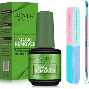 ATOANY Solvente per Smalto 15ml con Spingi Cuticole e lima per unghie,Remover Semipermanente Unghie,Gel Remover Smalto,Rimuove Facilmente e Rapidamente lo Smalto in 3-5 Minuti,Non fa Male alle Unghie